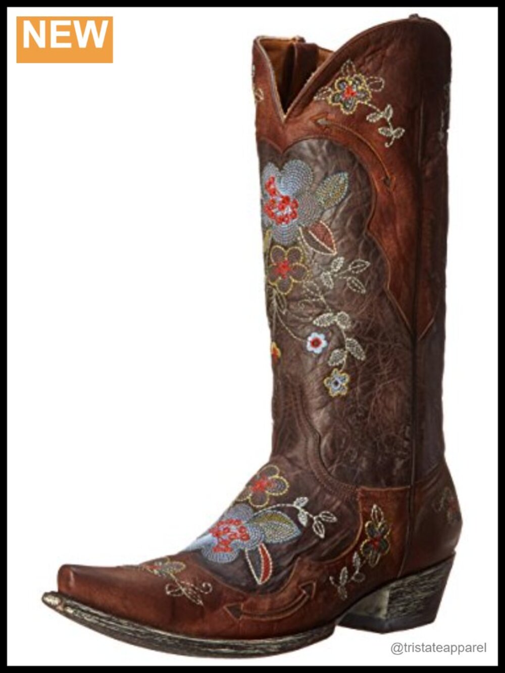 Women's Mid-Calf Western Boots Embroidered Leather